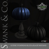 Swank & Co. Gothic Pumpkins Blue & Black w/stand 