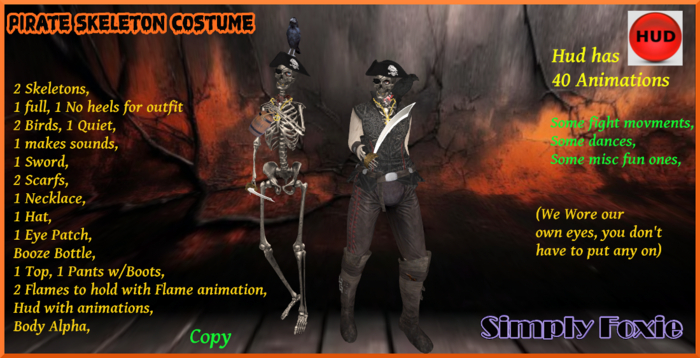 PIRATE Skeleton Costume (Boxed)