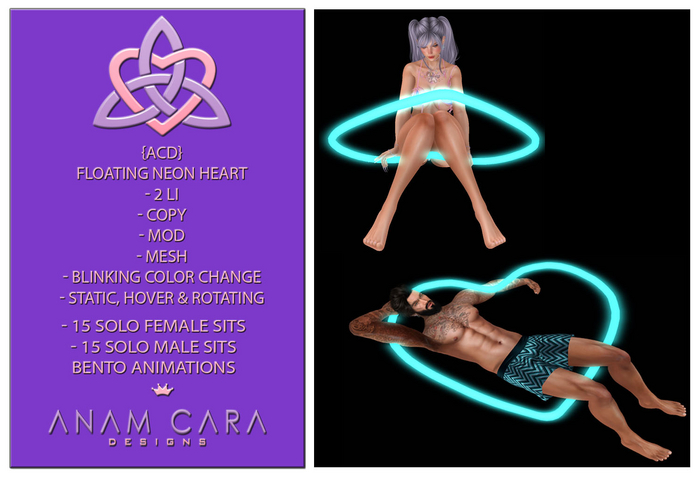 {ACD} Floating Neon Heart (Solo Sits) (2 LI)