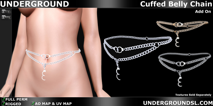 (UG FULL PERM) - Cuffed Belly Chain Add On