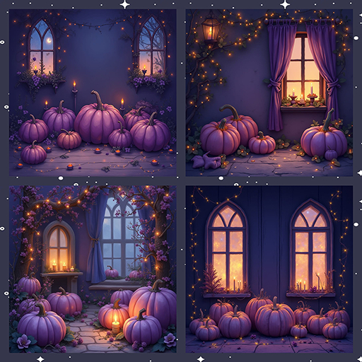 PIXEL POP!  Purple Pumpkins Backdrops