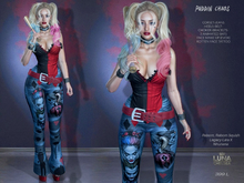 Puddin Chaos — Harley Quinn Style Corset, Jeans, Heels & Accessories, Halloween Costume