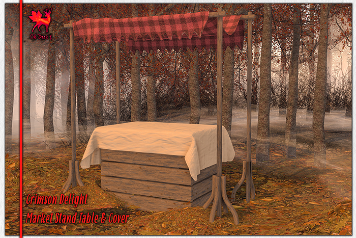 Oh Deer! Crimson Delight: Market Stand Table and Cover