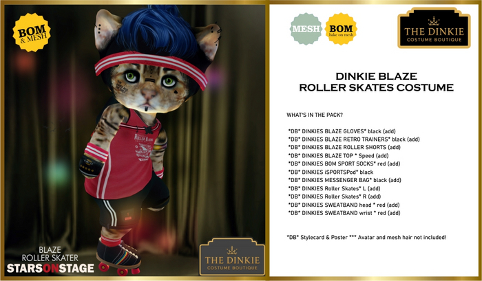 *TCB* DINKIES BLAZE ROLLER SKATER COSTUME*