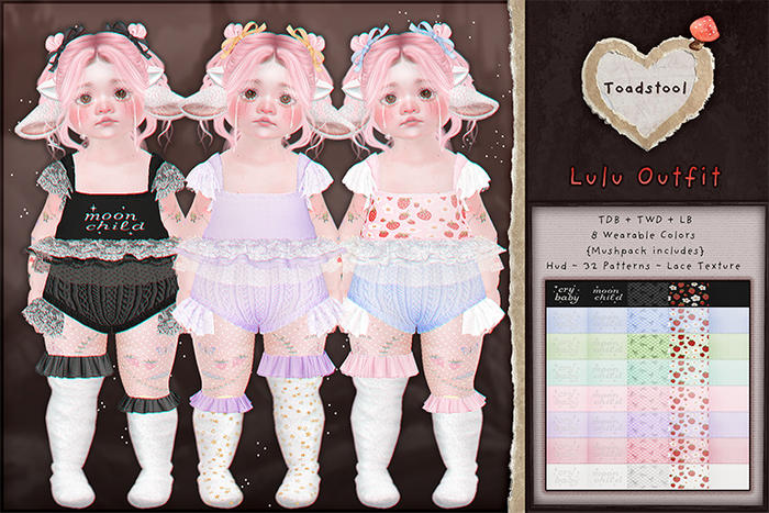 Toadstool . Lulu Outfit . Mushpack . Box