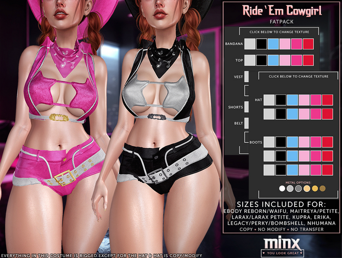 Minx - Ride 'Em Cowgirl Costume FATPACK (add me)