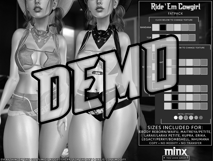 Minx - Ride 'Em Cowgirl Costume DEMO (add me)