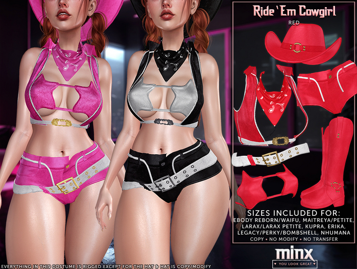 Minx - Ride 'Em Cowgirl Costume - Red (add me)