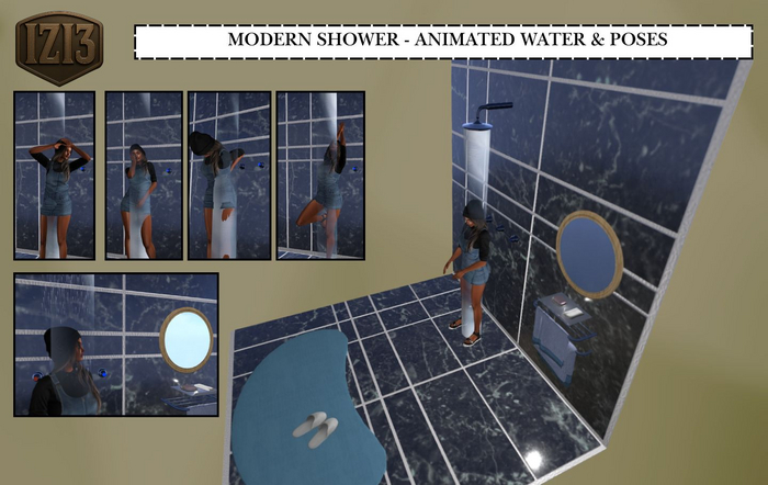 Modern Shower - Animated Water & Poses