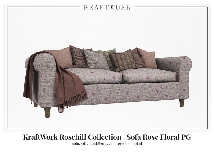 KraftWork Rosehill Collection . Sofa Rose Floral PG (Add Me)