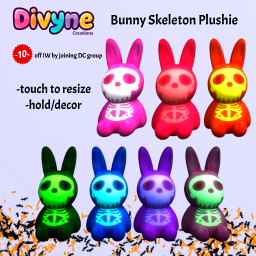 DC. Skeleton Bunny Plushie Purple