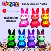 DC. Skeleton Bunny Plushie Pink