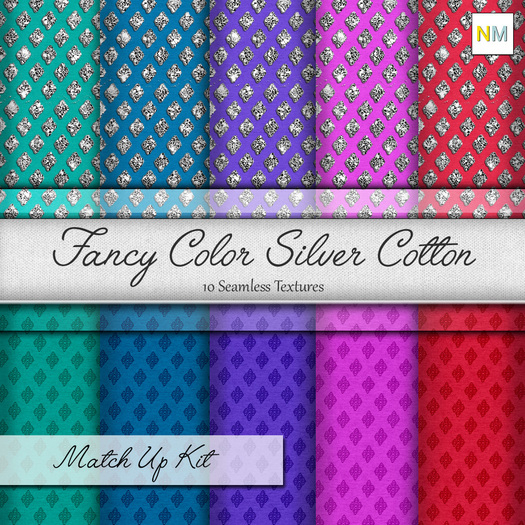 Fancy Color Silver Cotton 10 Seamless Textures