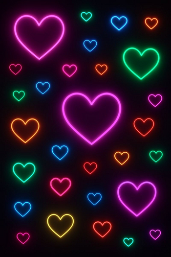 neon hearts wall