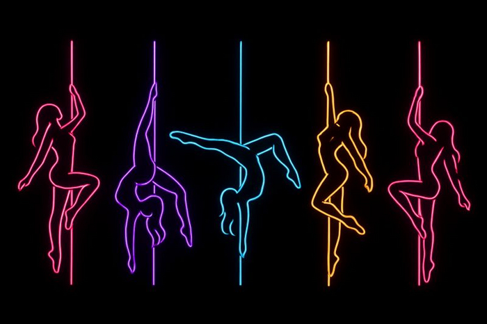 5 Neon Pole Dancers