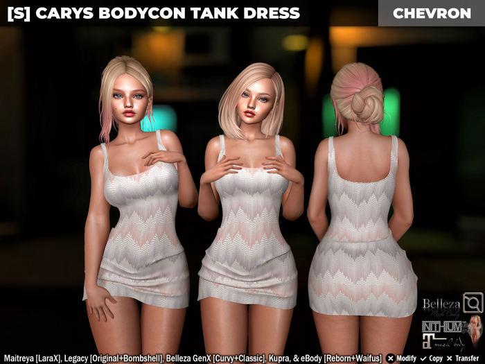 [S] Carys Bodycon Tank Dress Chevron