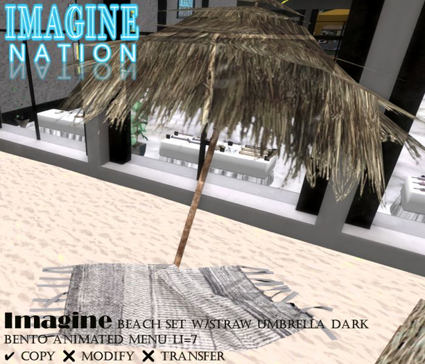 Beach Set w/straw umbrella dark