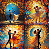 12 BALLET STAINED GLASS PANELS - Full Perm