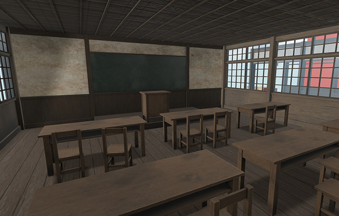 Japanese Wooden school building backdrop