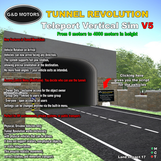 G&D MOTORS TUNNEL REVOLUTION V.5 For Vertical Sim Teleport for vehicles 