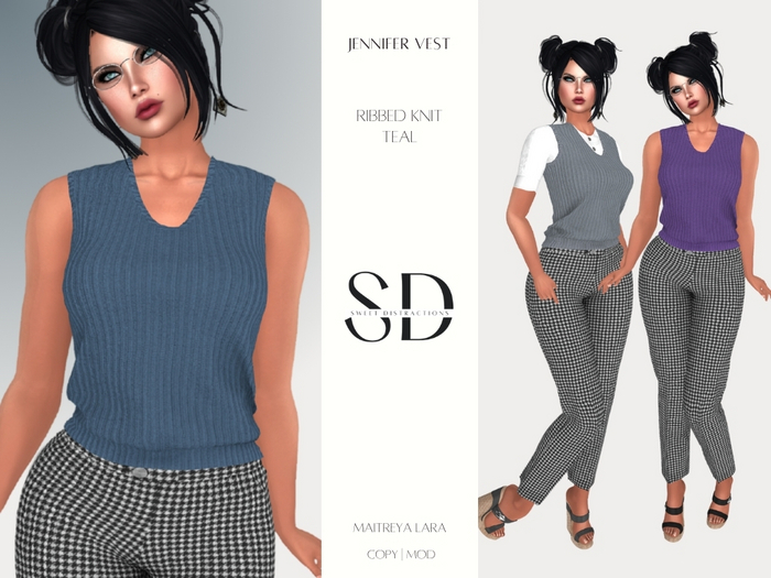 Jennifer Vest – Ribbed Knit – [Color Name] – Maitreya Lara – Sweet Distractions