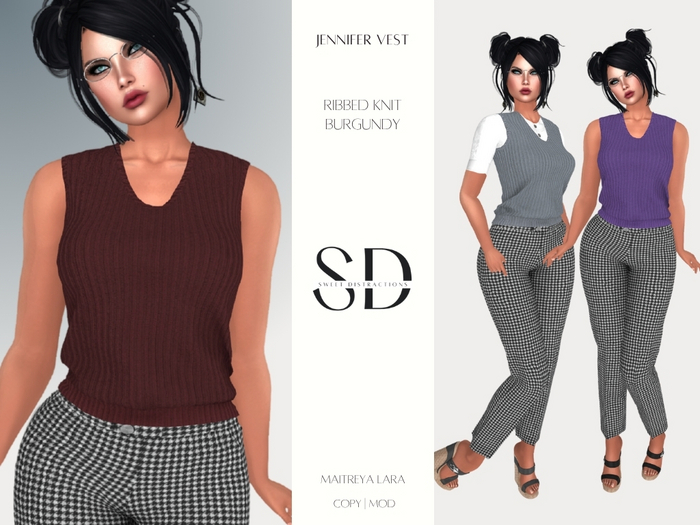 Jennifer Vest – Ribbed Knit – Burgundy – Maitreya Lara – Sweet Distractions
