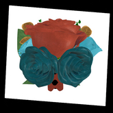 Mesh Rose Boutonniere Blue and Firey Orange all roses