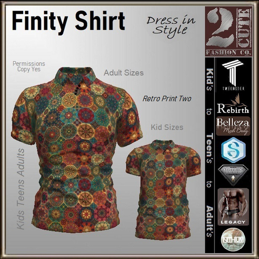 Finity Shirt [2cute] Retro Print Two