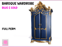 Baroque Wardrobe Blue & Gold Full Perm – Luxury Vintage Armoire 