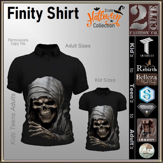 Finity Shirt [2cute] Wicked Skeleton-