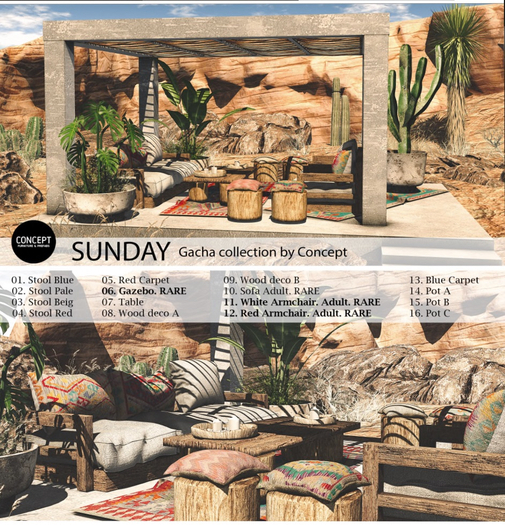 11. CONCEPT} Sunday . White Armchair. Adult. RARE