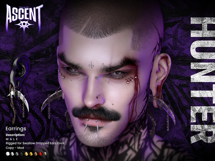 ASCENT - Hunter Earrings M (Swallow Dropped Ears EvoX)