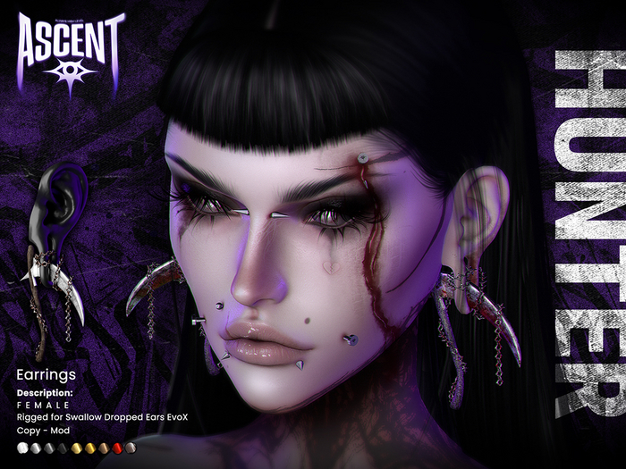 ASCENT - Hunter Earrings F (Swallow Dropped Ears EvoX)