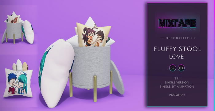 MIXTAPE Decor - fluffy stool - love 