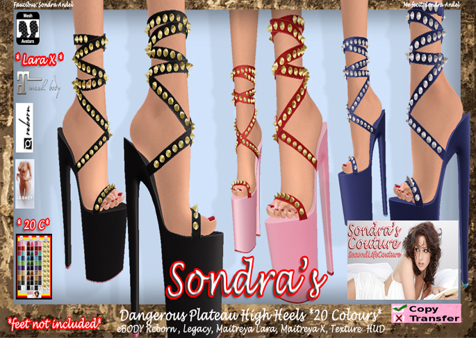 *Sondra's Dangerous Plateau High Heels *20 Colours*(add)