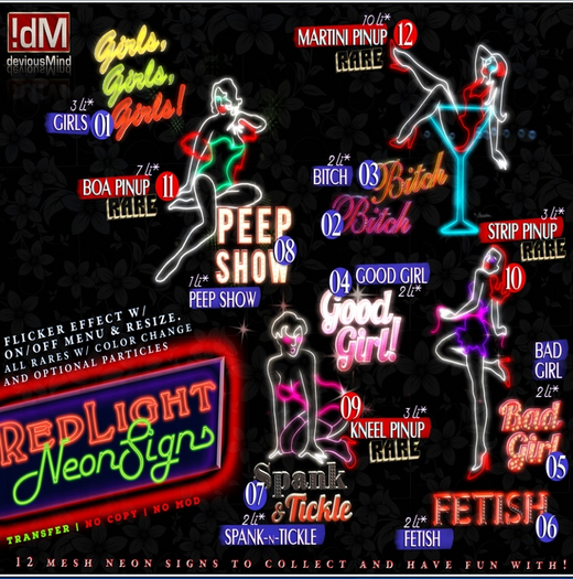 11 RARE !dM Redlight **BOA** PinUp Neon (BOX)