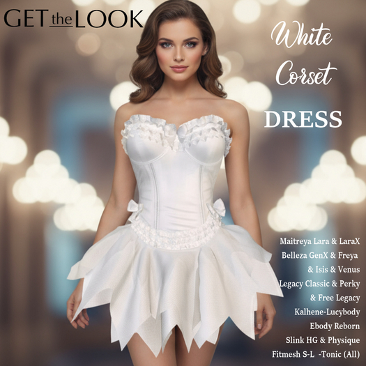 SEXY CORSET DRESS- STRAPLESS WHITE SATIN LACE UP BACK BUSTIER WITH TULLE TUTU PETTICOAT SKIRT – ELEGANT ATTIRE