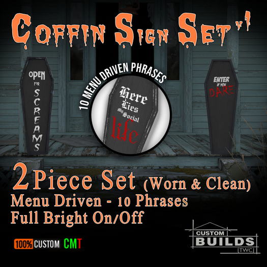 Halloween Coffin Sign Set V1