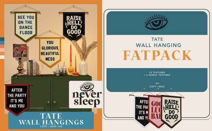 Never Sleep // Tate Wall Hanging // Fatpack