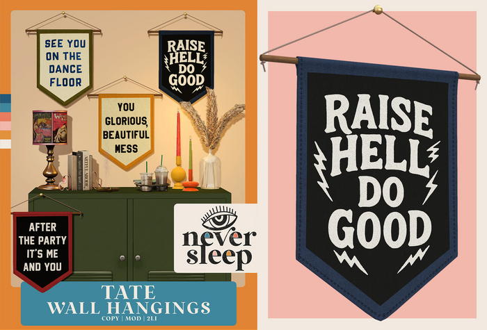 Never Sleep // Tate Wall Hanging // Raise Hell