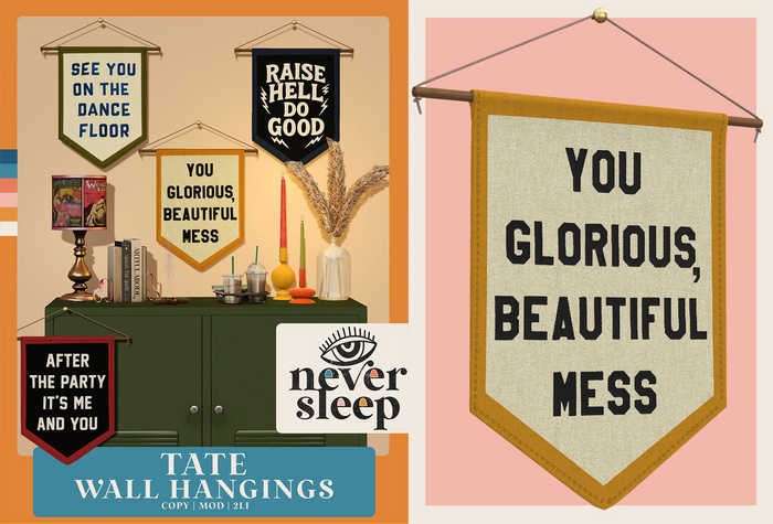 Never Sleep // Tate Wall Hanging // Glorious Mess
