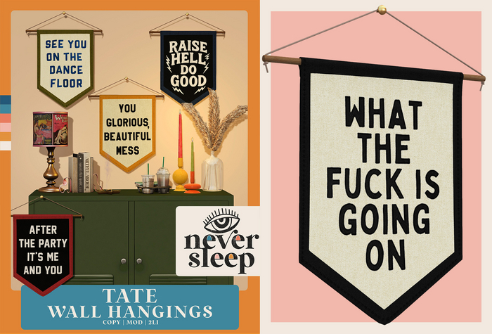 Never Sleep // Tate Wall Hanging // WTF