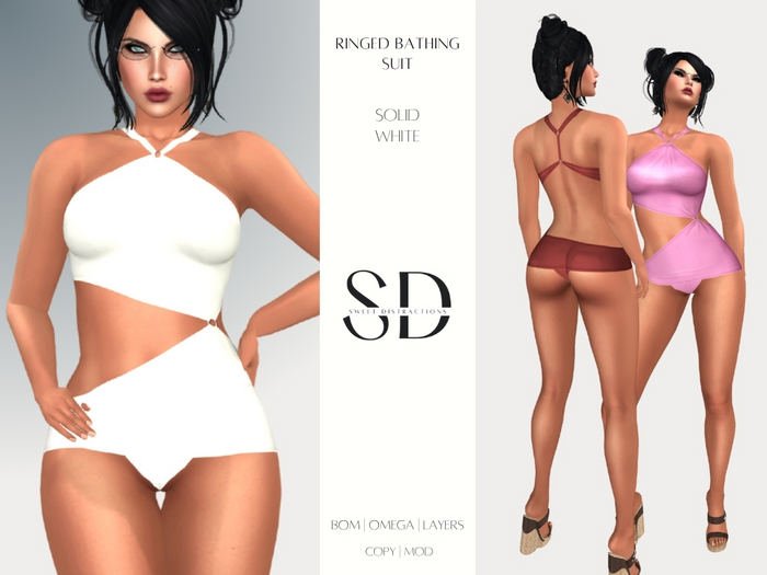 S/D Ringed Bathing Suit in White (BOM, Classic, Omega)
