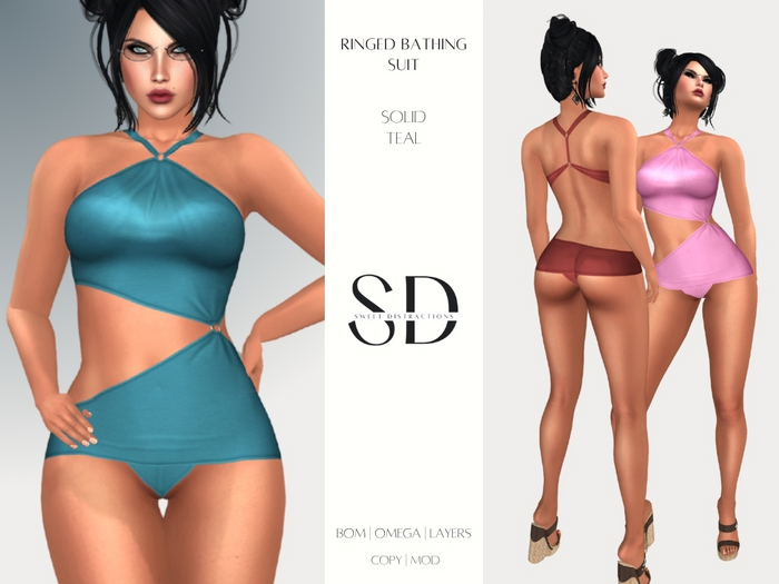 S/D Ringed Bathing Suit in Teal (BOM, Classic, Omega)