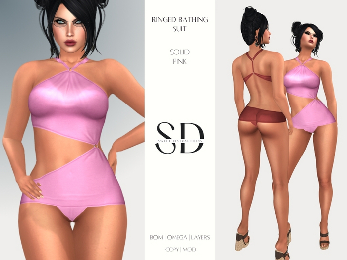 S/D Ringed Bathing Suit in Pink (BOM, Classic, Omega)