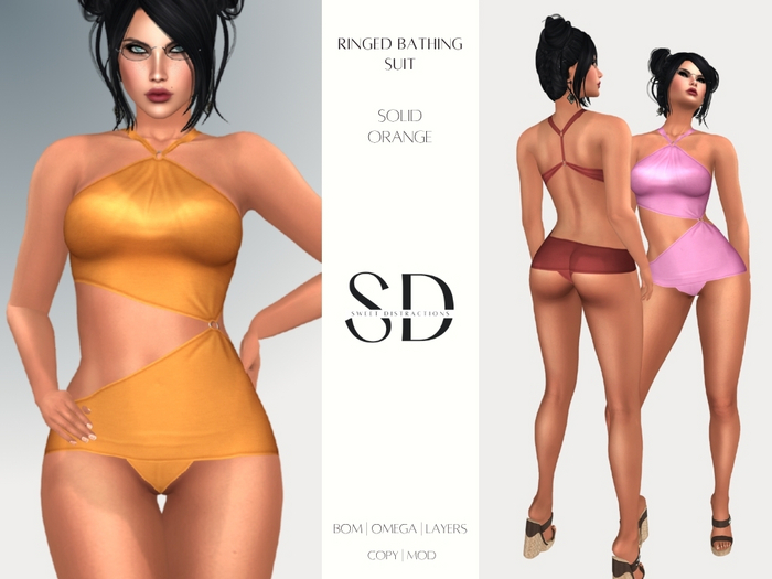 S/D Ringed Bathing Suit in Orange (BOM, Classic, Omega)