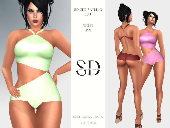 S/D Ringed Bathing Suit in Lime (BOM, Classic, Omega)
