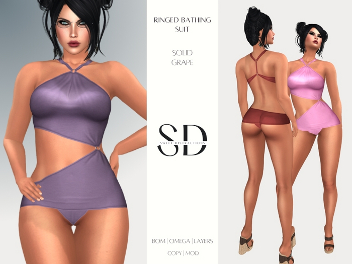 S/D Ringed Bathing Suit in Grape (BOM, Classic, Omega)