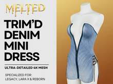 Trimmed Denim Mini Dress - 4k Mesh [MELTED]
