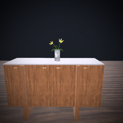 Mid-Century Oak-Marble Sideboard